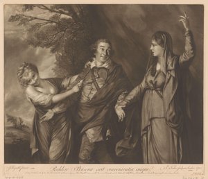 Portrait de David Garrick entre la comédie et la tragédie