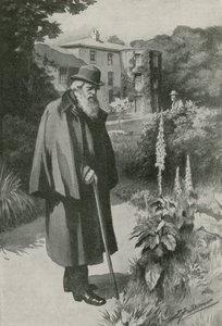 Charles Darwin dans son jardin à Down House (lithographie) - Edward Frederick Skinner