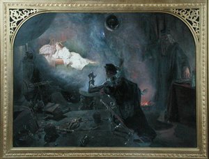 Le Comte de Surrey contemplant la belle Geraldine dans le miroir magique - Edward Henry Corbould