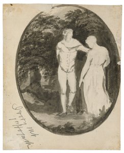 Un couple dans un paysage boisé en ovale (verso), c. 1838-1848