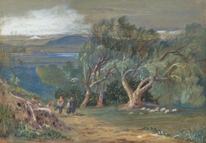 Vue lointaine de Corfou depuis Viros - Edward Lear