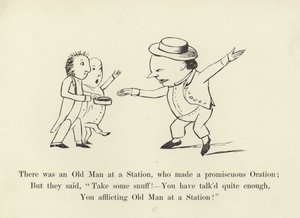 Il y avait un vieil homme à une gare, qui faisait un discours promiscu - Edward Lear