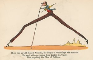 Il y avait un vieil homme de Coblence, dont la longueur des jambes était immense, tiré de 