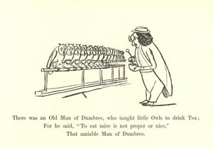 Il y avait un vieil homme de Dumbree, qui apprenait aux petites chouettes à boire du thé - Edward Lear