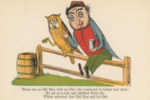 Il y avait un vieil homme avec un hibou, qui continuait à déranger et hurler, de 