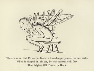 Il y avait une vieille personne en noir, une sauterelle a sauté sur son dos - Edward Lear