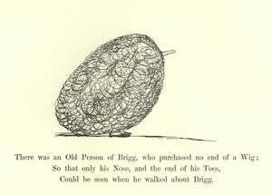 Il y avait une vieille personne de Brigg, qui achetait une quantité infinie de perruques