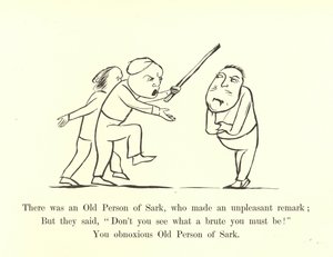 Il y avait une vieille personne de Sark, qui fit une remarque désagréable - Edward Lear