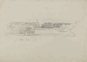 Vue sur une église à travers une prairie