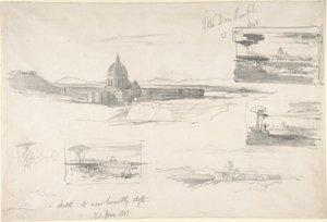 Vue de la basilique Saint-Pierre, à Rome - Edward Lear