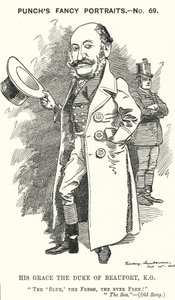 Caricature de Henry Charles Fitzroy Somerset, 8e duc de Beaufort, soldat anglais et homme politique conservateur (gravure) - Edward Linley (after) Sambourne