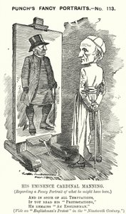 Caricature de Punch : Henry Edward Manning, cardinal anglais et archevêque catholique de Westminster - Edward Linley (after) Sambourne