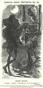 Caricature de Punch : Henry Irving, acteur anglais - Edward Linley (after) Sambourne