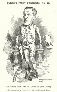 Caricature de James Lowther, homme politique conservateur et sportif anglais (gravure)