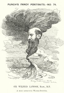 Caricature de Punch : Sir Wilfrid Lawson, homme politique libéral radical anglais et militant de la tempérance (gravure) - Edward Linley (after) Sambourne