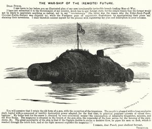 Caricature de Punch : Le navire de guerre du futur (lointain) - Edward Linley (after) Sambourne