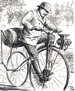 Dessin humoristique représentant un vélo moulin à café