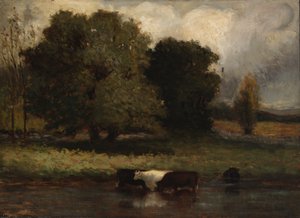 Sans titre (Quatre vaches pataugeant dans un étang)