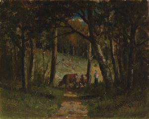 Sans titre (vaches sur un chemin en forêt) - Edward Mitchell Bannister