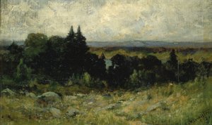 Sans titre (paysage, champs avec rochers et arbres) - Edward Mitchell Bannister
