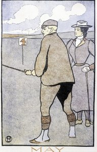 Couple jouant au golf - dans "Calendrier du golf" par Edward Penfield - Edward Penfield