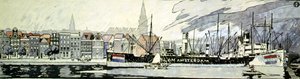 La Hollande et ses navires. Aquarelle par Edward Penfield