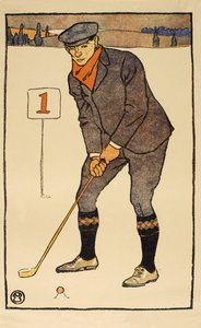 Janvier, détail du calendrier de golf de 1931, pub. 1931
