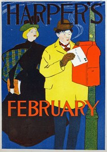 Science. Communication. Poste. La lettre de la Saint-Valentin, Affiche de Penfiel pour le magazine Harper