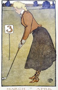 Femme jouant au golf - dans « Golf Calendar » par Edward Penfield