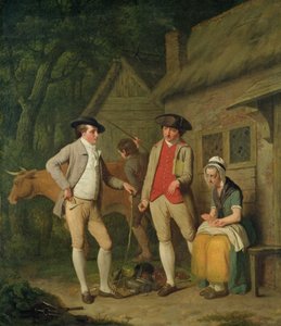La vache et les biens de la veuve Costard, saisis pour impôts, sont rachetés par la générosité de Johnny Pearmain, 1782