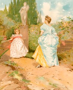 Jeu de volant dans un jardin - Edward Percy Moran