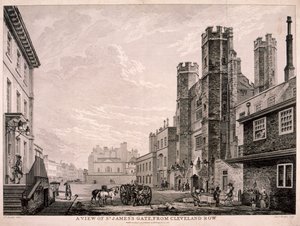 Porte de St James menant au palais de St James, Londres, 1766 - Edward Rooker
