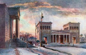 Munich - Propylaen (lithographie couleur)