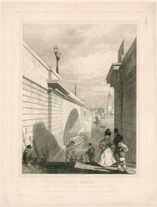 Nouveau pont de Londres depuis le débarcadère supérieur près de Tooley Street - Edward William Cooke