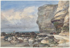 La plage rocheuse et les falaises de Fécamp - Edward William Cooke