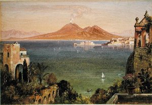 Vésuve et Castel del Oro, Naples, vus de la Villa Cedroni, Posillippo