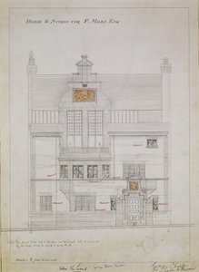 Dessin de travail pour Maison et Studio pour F. Miles Esq, Tite Street, Chelsea, 1878-79