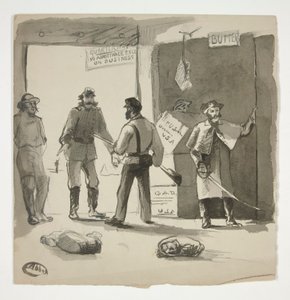 Croquis de guerre civile (recto) ; Homme regardant une peinture (verso)