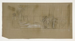 Étude de composition pour Le Départ, de La Quête du Saint Graal (une série de quinze peintures pour la Bibliothèque publique de Boston, achevée en 1901) - Edwin Austin Abbey