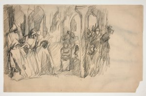 Étude de composition pour la série de fresques La Quête du Saint Graal à la bibliothèque publique de Boston - Edwin Austin Abbey