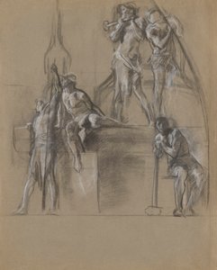 Étude compositionnelle pour des figures de mineurs - Edwin Austin Abbey