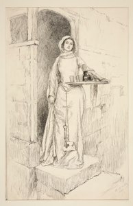 Entrez Maîtresse Anne Page avec du vin - Acte I, Scène I, Les Joyeuses Commères de Windsor - Edwin Austin Abbey