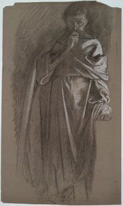 Étude de figure, homme tenant une robe - Edwin Austin Abbey