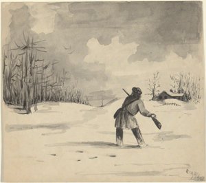 Chasseur dans la neige - Edwin Austin Abbey