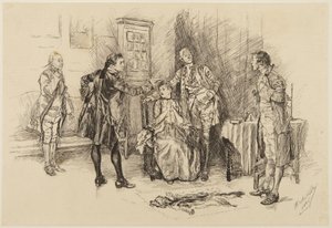 Illustration tirée de *She Stoops to Conquer* de Goldsmith : « Était-ce bien fait, monsieur, de contribuer à me rendre ridicule  » - Edwin Austin Abbey