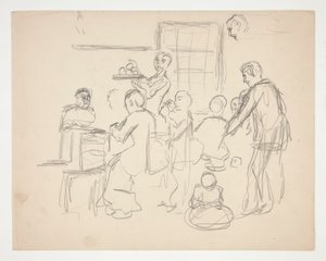 Scène de restaurant intérieur (?) - illustration non identifiée
