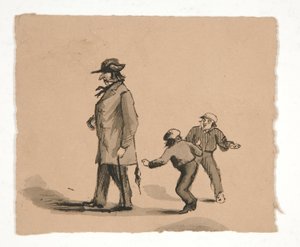 Homme marchant avec deux garçons