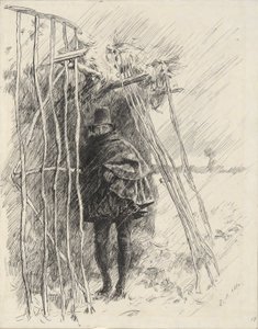 Homme sous la pluie, étude pour illustration - Edwin Austin Abbey