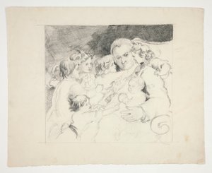 Homme avec des enfants autour de lui - illustration non identifiée