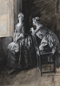 Miss Neville et Miss Hardcastle, illustration pour Oliver Goldsmith